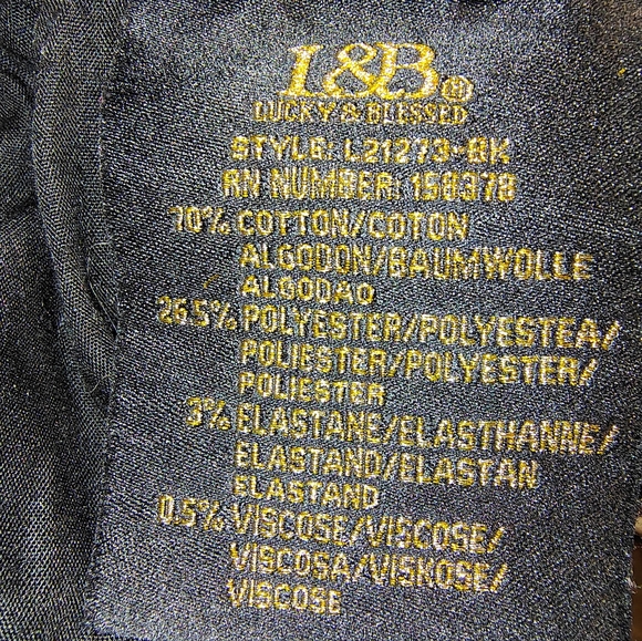 L & B Lucky & Blessed High Rise Flare Jeans Women's Size 6 Fringe Raw Hem Black - Picture 5 of 9